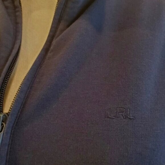LAUREN RALPH LAUREN SZ 1X Black Label Navy & Cream Cotton Blend Full Zip Jacket - Picture 4 of 10